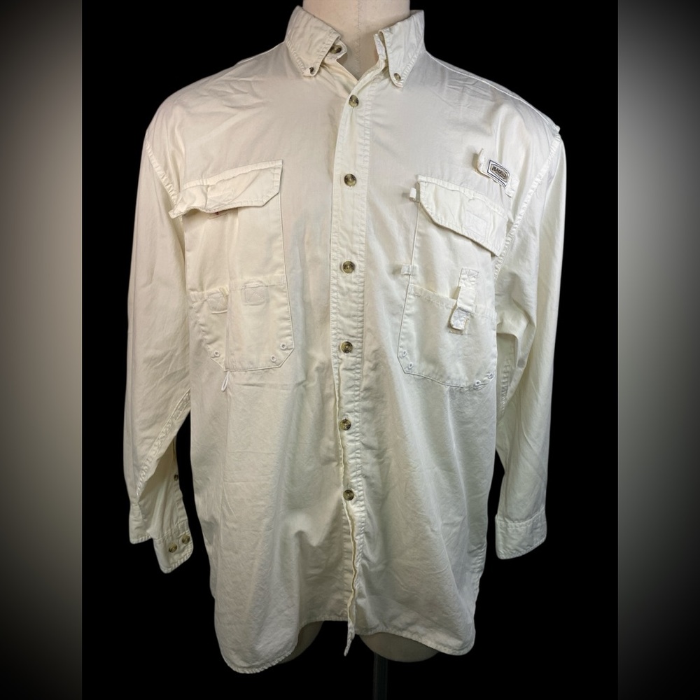 Magellan Sportswear Cream Long Sleeve Button-Up Fishing Shirt Men’s XL